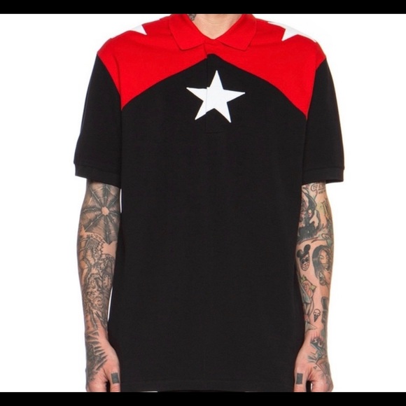 Givenchy Other - Givenchy Oversized Black/Red Polo With White Stars